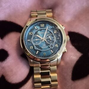 Michael Kors Gold Chronograph Watch with Blue Dial Limited Edition